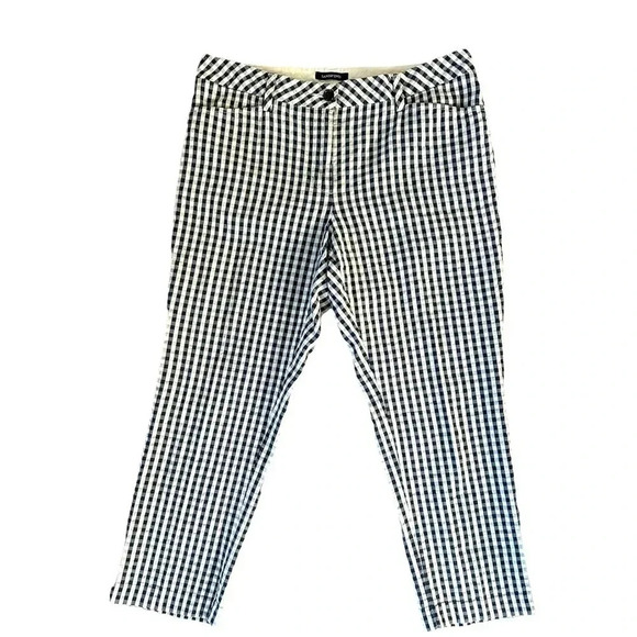 Lands' End Pants - Lands End Gingham Pant Womens Navy White Straight Leg Size 10